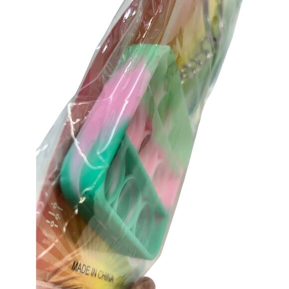 New PopToy Fidgety Silicone Green Pink Keyring Key Chain - Picture 4 of 5